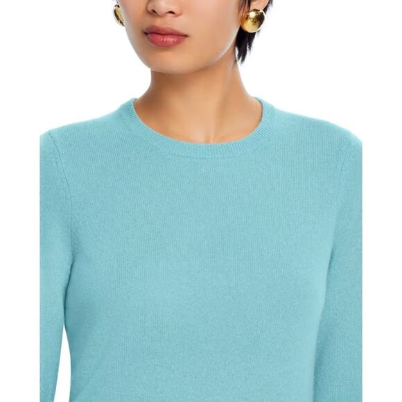 C by Bloomingdale's Women Sky Blue Cashmere Knit Classic Crewneck Sweater Size S - Picture 4 of 6